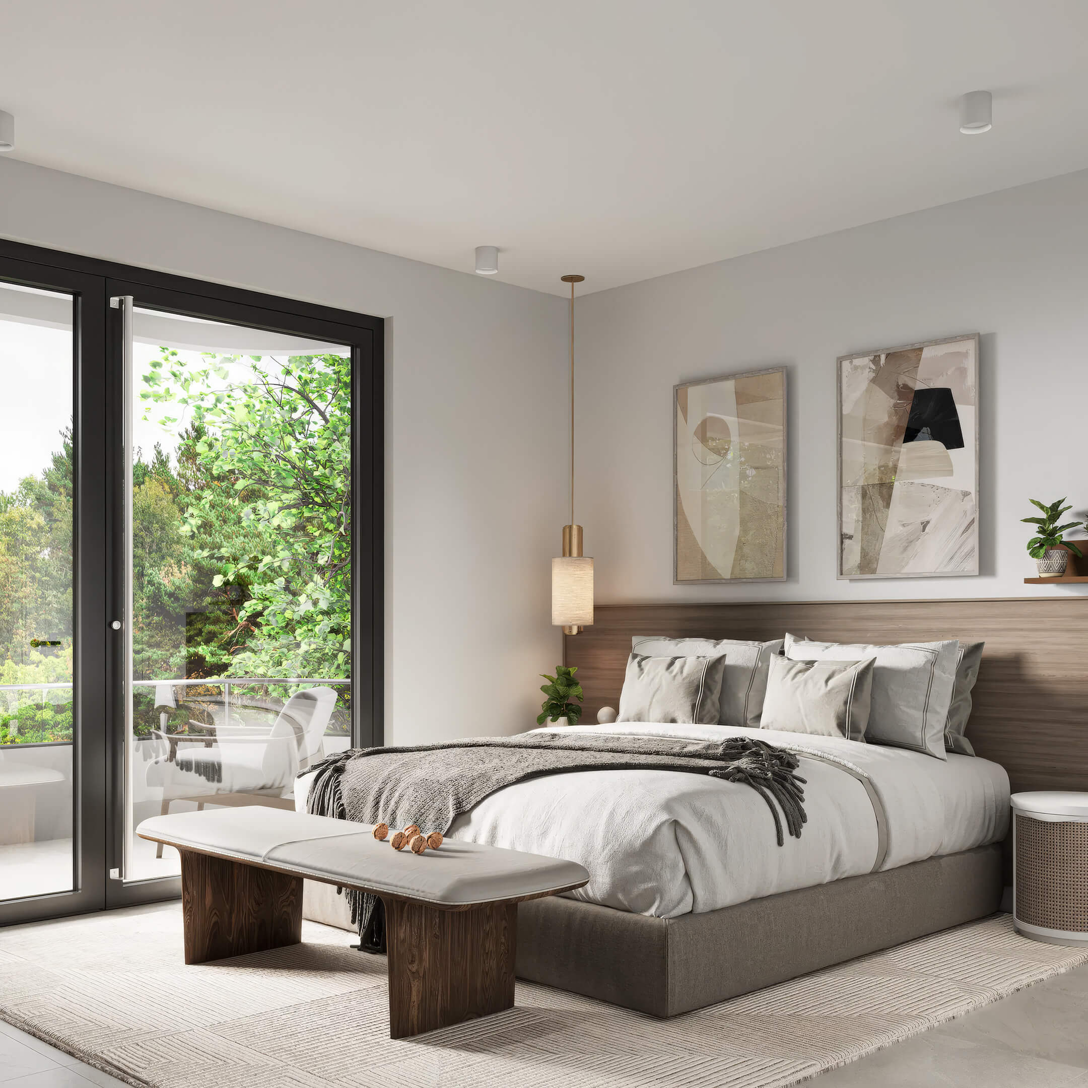 Bedroom at Canal by IQ with private balcony, modern decor and natural light